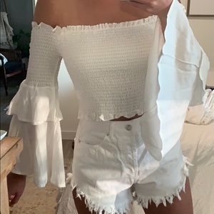 White boho crop top